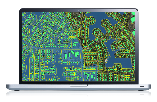 Laptop showing map of parcel locations